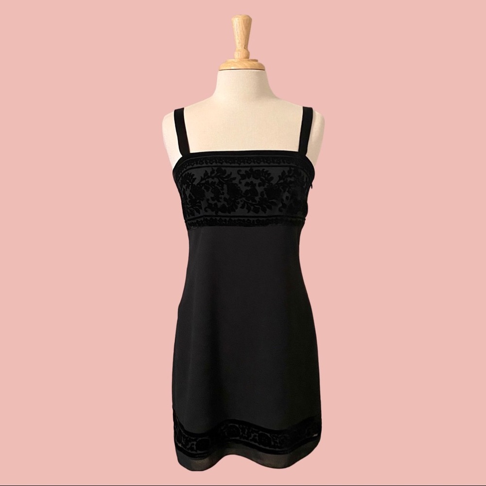 Vintage 90s Black Velvet Shift Dress